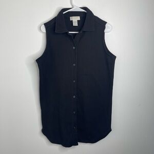 Express tricot Black Sleeveless Button-Down Shirt size Medium